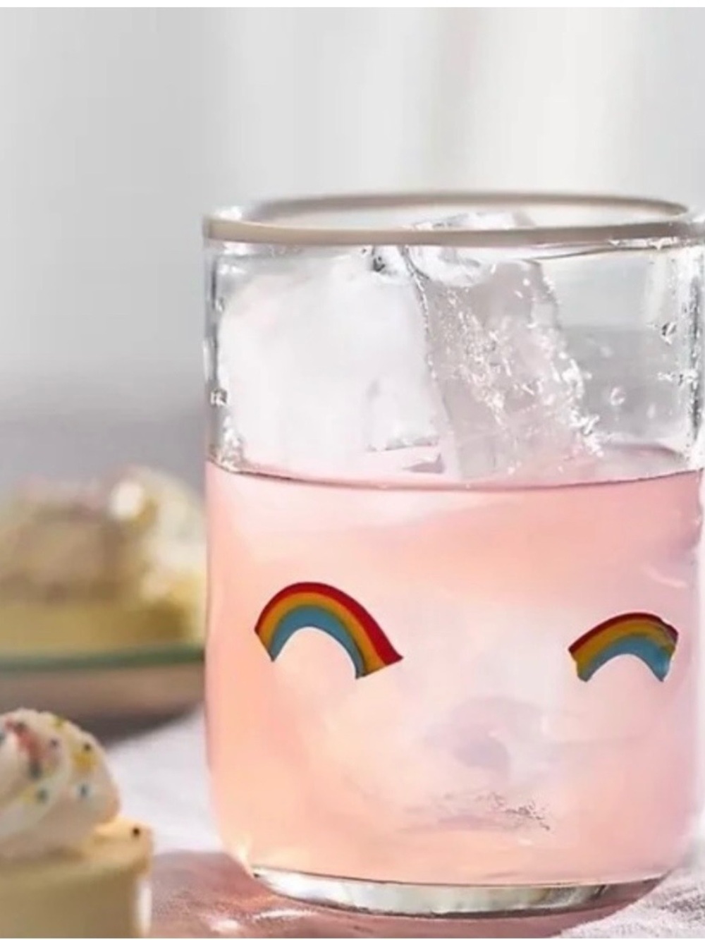 Used Anthropologie Rainbow Glass Tumbler with Gold Rim